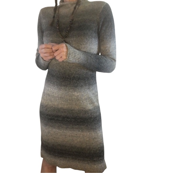 Cynthia Rowley Dresses & Skirts - Cynthia Rowley Sweater Dress S Gray Ombre Wool Blend Midi Mock Neck Office Cozy